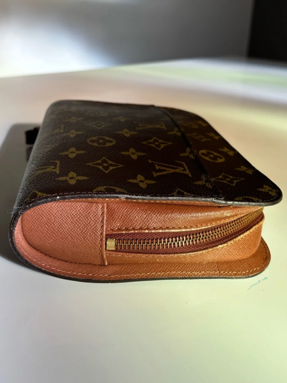 Louis Vuitton Monogram Wristlet Pouch Zip Clutch Cosmetic Bag Authentic - Picture 10 of 11